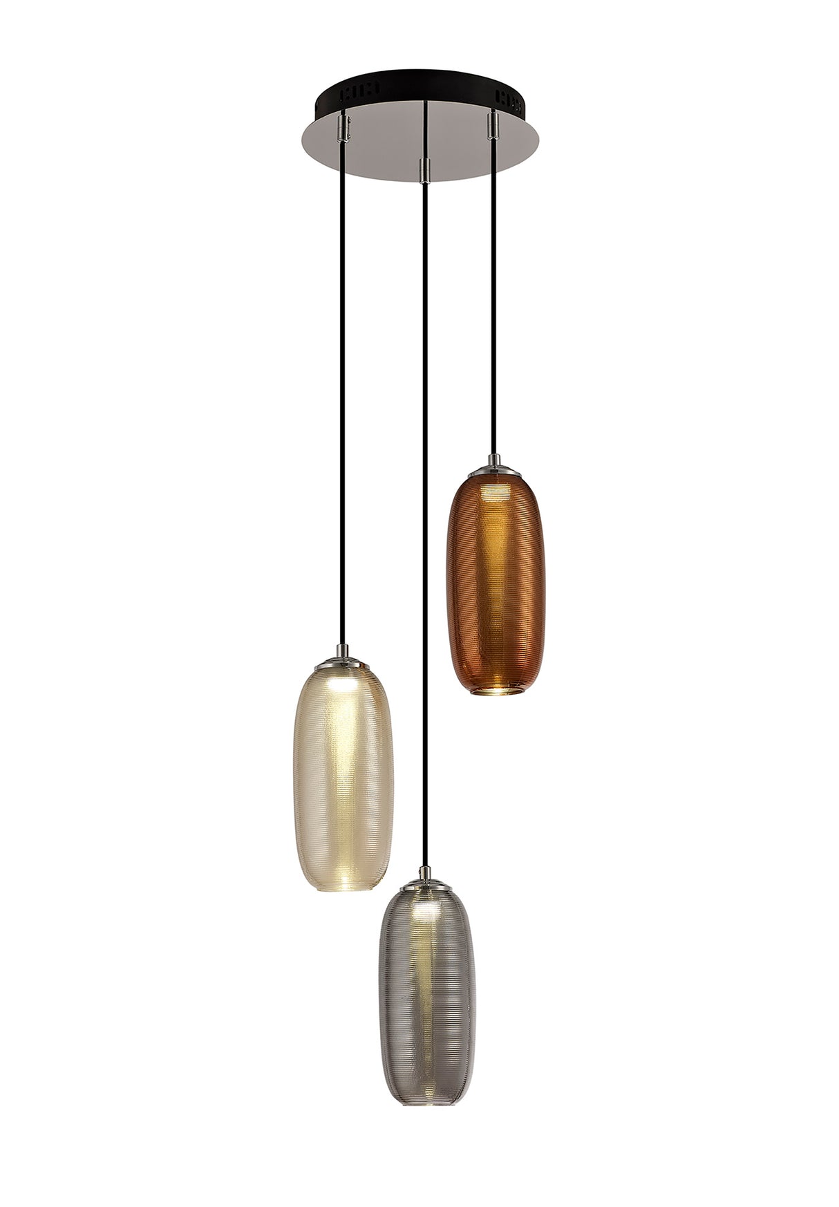 Brady Multiple Pendant, 3 x 6W LED, 4000K, 1620lm, Smoked, Copper & Champagne/Black, 3yrs Warranty
