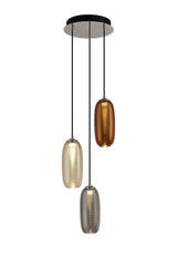 Brady Multiple Pendant, 3 x 6W LED, 4000K, 1620lm, Smoked, Copper & Champagne/Black, 3yrs Warranty