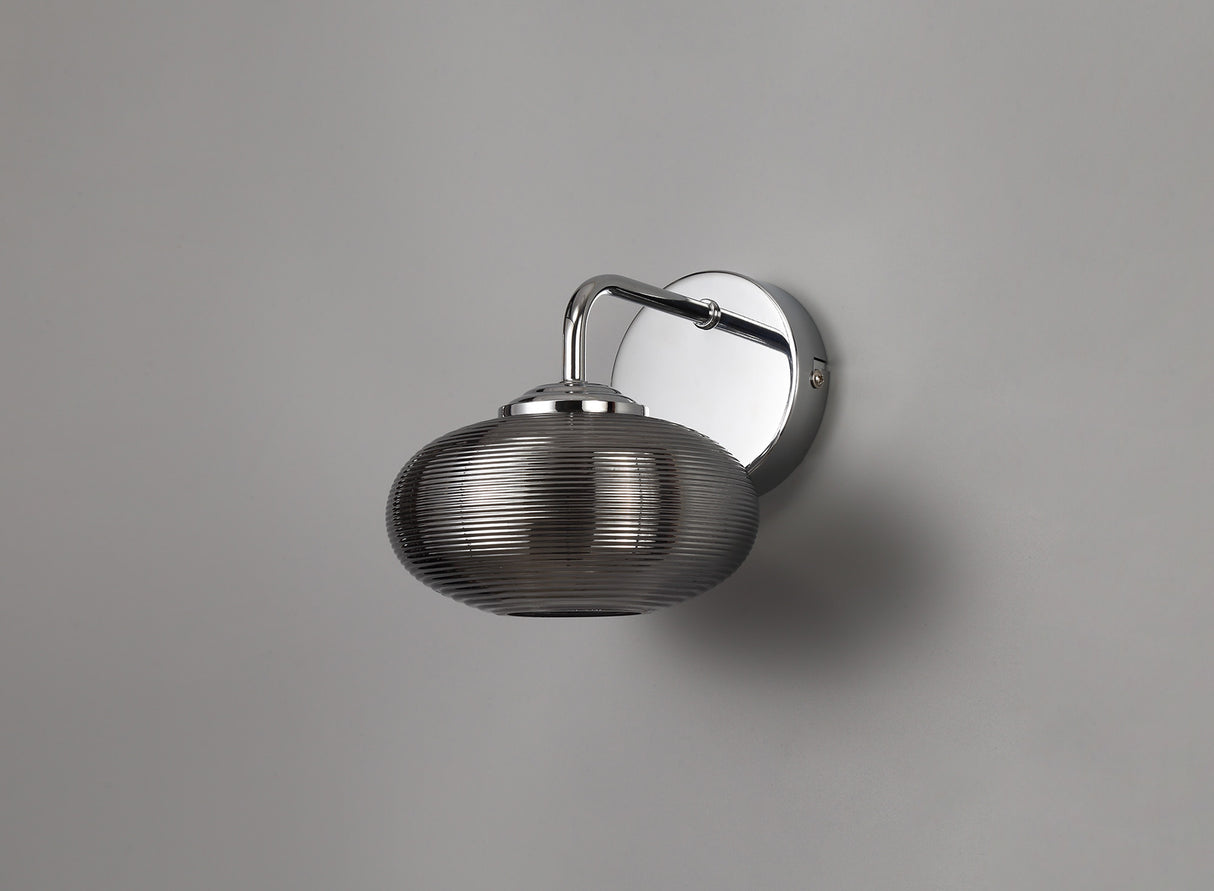 Stronach Wall Lamp Switched, 1 x 8W LED, 4000K, Smoked/Polished Chrome, 3yrs Warranty