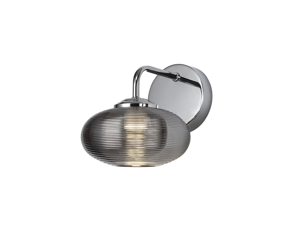 Stronach Wall Lamp Switched, 1 x 8W LED, 4000K, Smoked/Polished Chrome, 3yrs Warranty