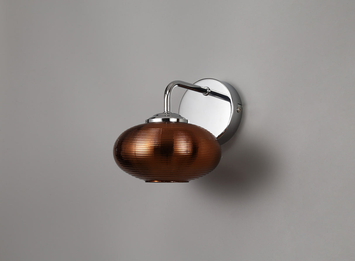 Stronach Wall Lamp Switched, 1 x 8W LED, 4000K, Copper/Polished Chrome, 3yrs Warranty