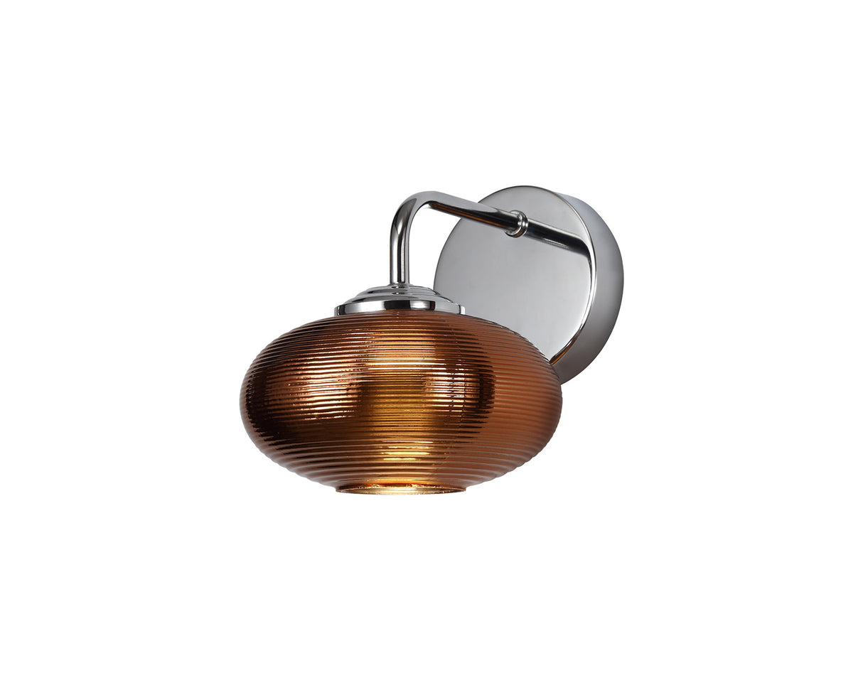 Stronach Wall Lamp Switched, 1 x 8W LED, 4000K, Copper/Polished Chrome, 3yrs Warranty