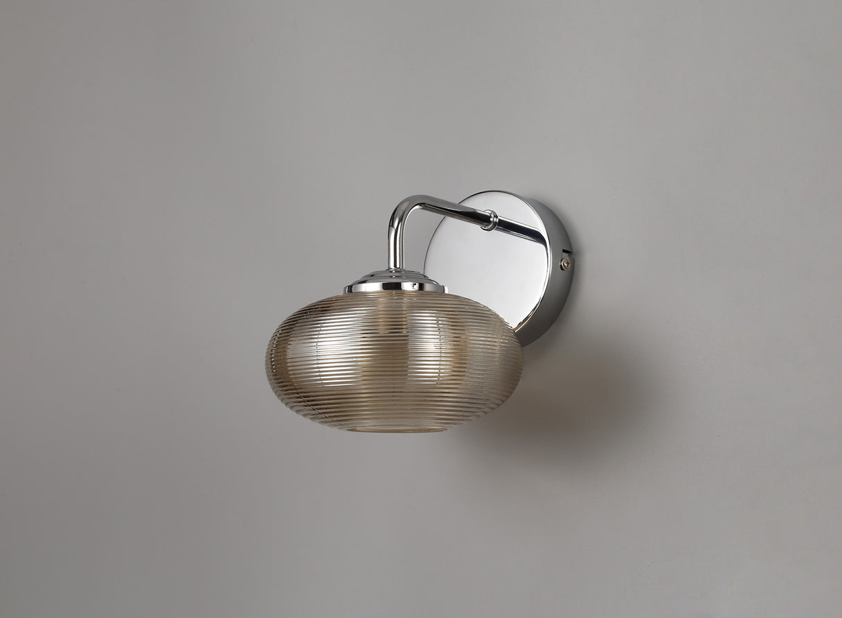 Stronach Wall Lamp Switched, 1 x 8W LED, 4000K, Champagne/Polished Chrome, 3yrs Warranty