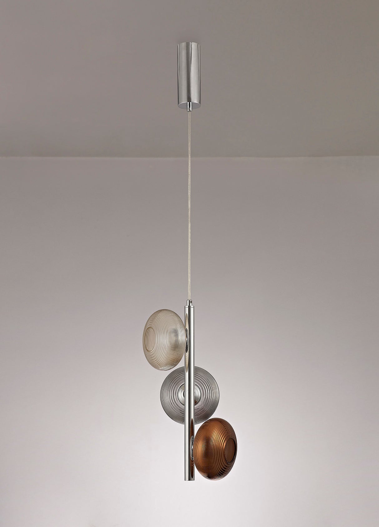 Stronach Multiple Pendant, 3 x 8W LED, 4000K, Smoked, Copper & Champagne/Polished Chrome, 3yrs Warranty