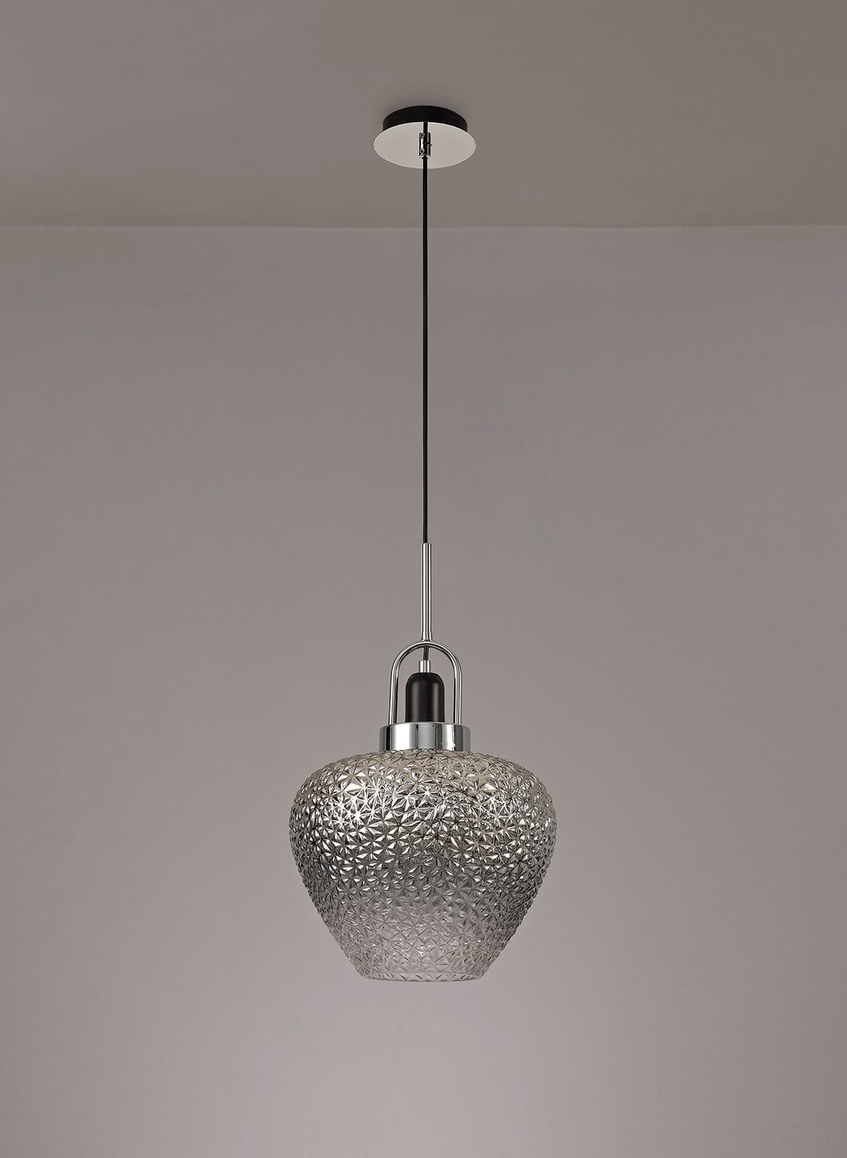 Beagrie Pendant, 1 x E27, Black Smoke Plated & Clear/Polished Chrome
