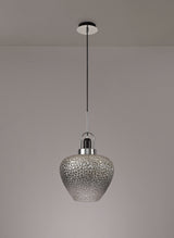 Beagrie Pendant, 1 x E27, Black Smoke Plated & Clear/Polished Chrome