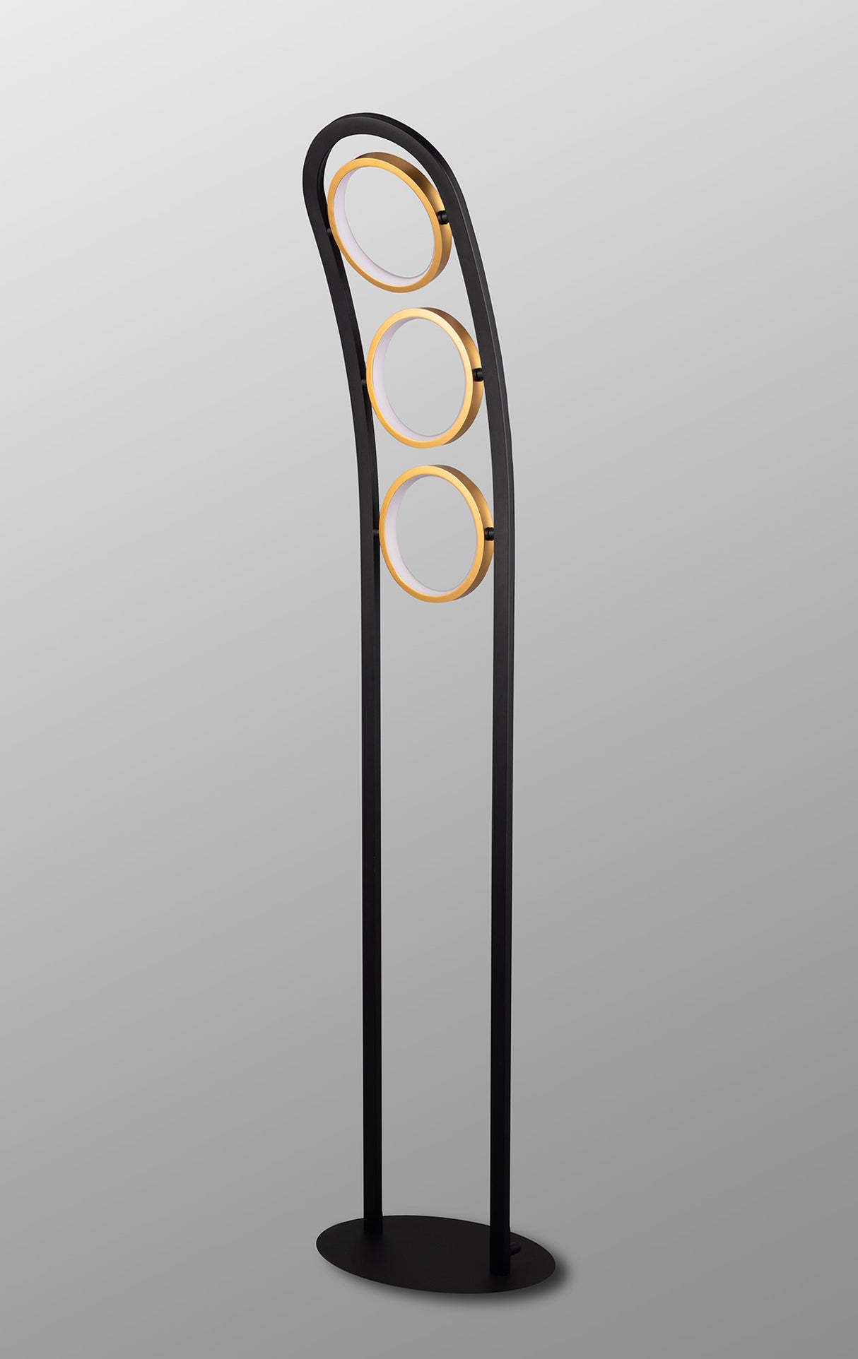 Bertshin Floor Lamp, 3 Ring, 25W LED, 3200K, 1375lm, Satin Black / Gold, 3yrs Warranty