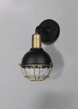 Rose Wall Lamp, 1 Light E27, IP65, Sand Black/Antique Brass, 2yrs Warranty