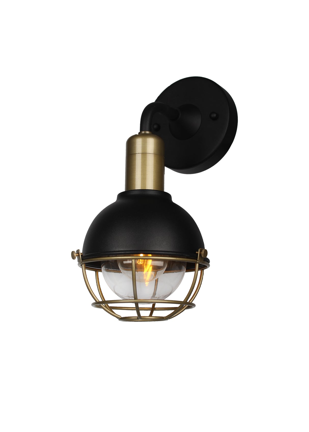 Rose Wall Lamp, 1 Light E27, IP65, Sand Black/Antique Brass, 2yrs Warranty