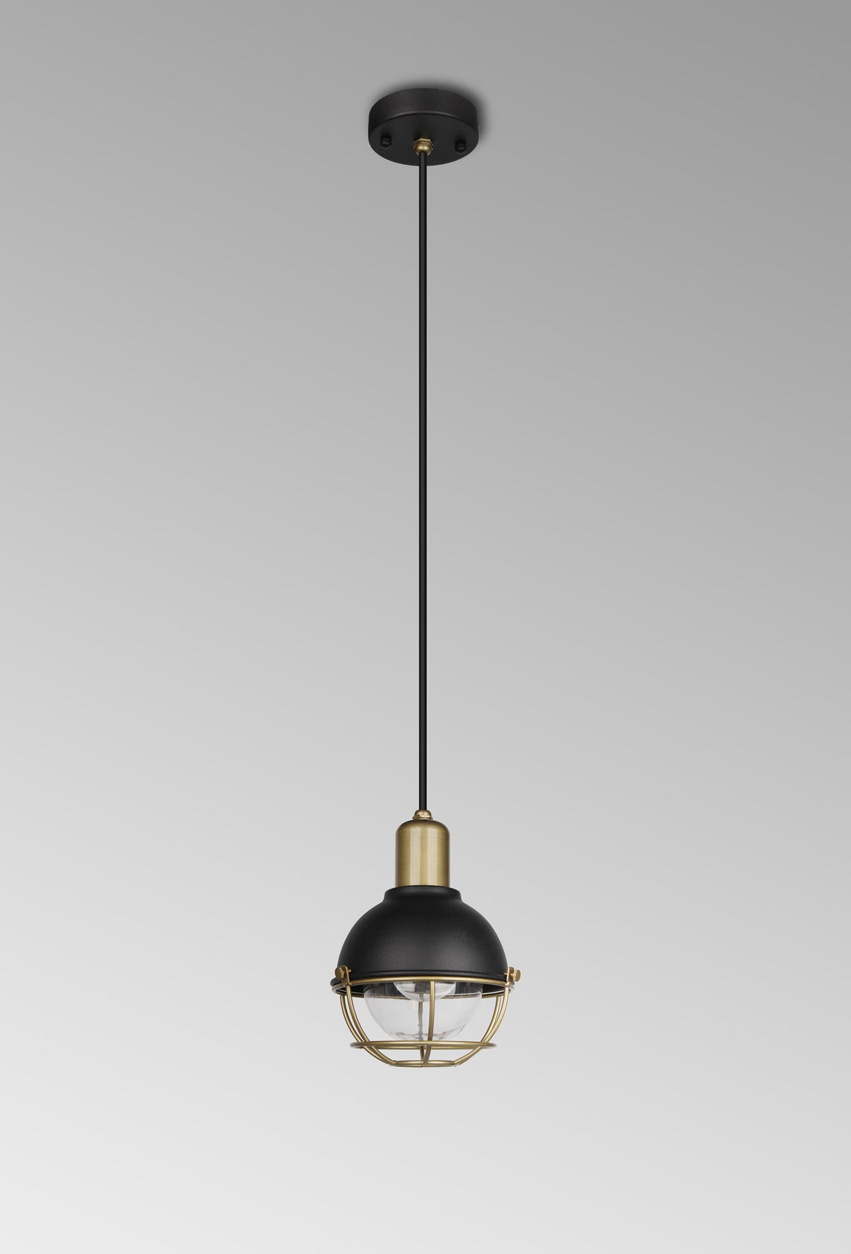 Rose Pendant, 1 Light E27, IP65, Sand Black/Antique Brass, 2yrs Warranty