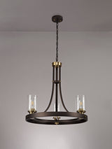 Owers Pendant 3 Light E27, Brown Oxide/Gold Bronze With Clear Glass Shades