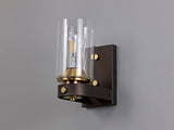 Owers Wall Lamp 1 Light E27, Brown Oxide/Gold Bronze With Clear Glass Shades