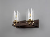 Owers Wall Lamp 2 Light E27, Brown Oxide/Gold Bronze With Clear Glass Shades