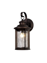 Goodman Small Wall Lamp, 1 x E27, Antique Bronze/Clear Ripple Glass, IP54, 2yrs Warranty