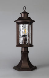Goodman Pedestal Lamp, 1 x E27, Antique Bronze/Clear Ripple Glass, IP54, 2yrs Warranty