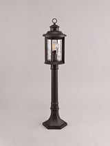Goodman Post Lamp, 1 x E27, Antique Bronze/Clear Ripple Glass, IP54, 2yrs Warranty