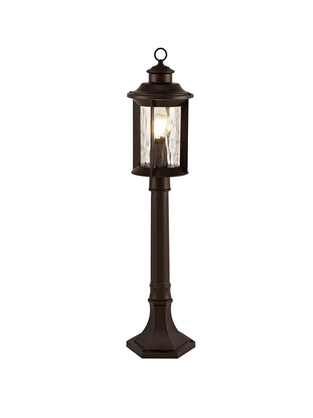 Goodman Post Lamp, 1 x E27, Antique Bronze/Clear Ripple Glass, IP54, 2yrs Warranty
