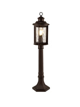 Goodman Post Lamp, 1 x E27, Antique Bronze/Clear Ripple Glass, IP54, 2yrs Warranty