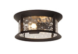 Goodman Flush Ceiling Lamp, 2 xE27, Antique Bronze/Clear Ripple Glass, IP54, 2yrs Warranty