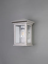 Latham Flush Wall Lamp, 1 x E27, IP54, Silver Grey/Clear Seeded Glass, 2yrs Warranty