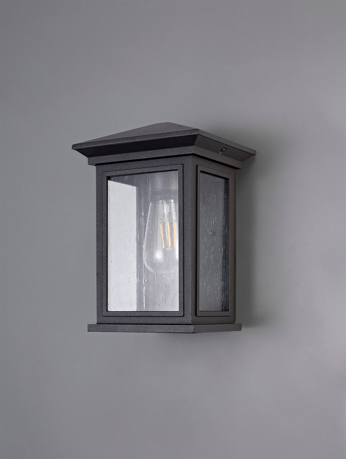 Latham Flush Wall Lamp, 1 x E27, IP54, Anthracite/Clear Seeded Glass, 2yrs Warranty