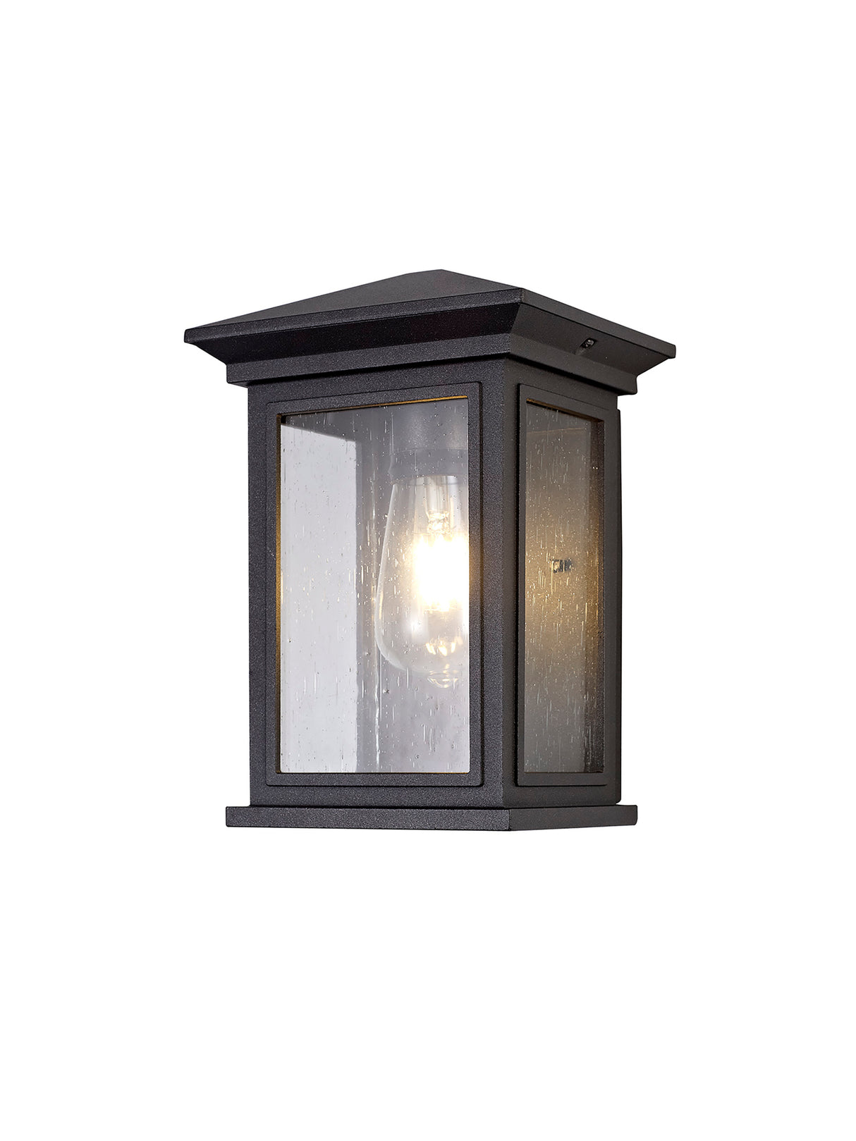 Latham Flush Wall Lamp, 1 x E27, IP54, Anthracite/Clear Seeded Glass, 2yrs Warranty