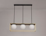 Heslop Linear Pendant, 3 Light Adjustable E14, Matt Black/Painted Gold