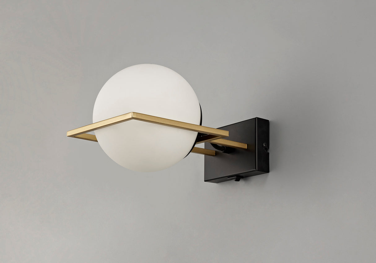 Heslop Wall Lamp Switched, 1 Light E14, Matt Black/Polished Gold
