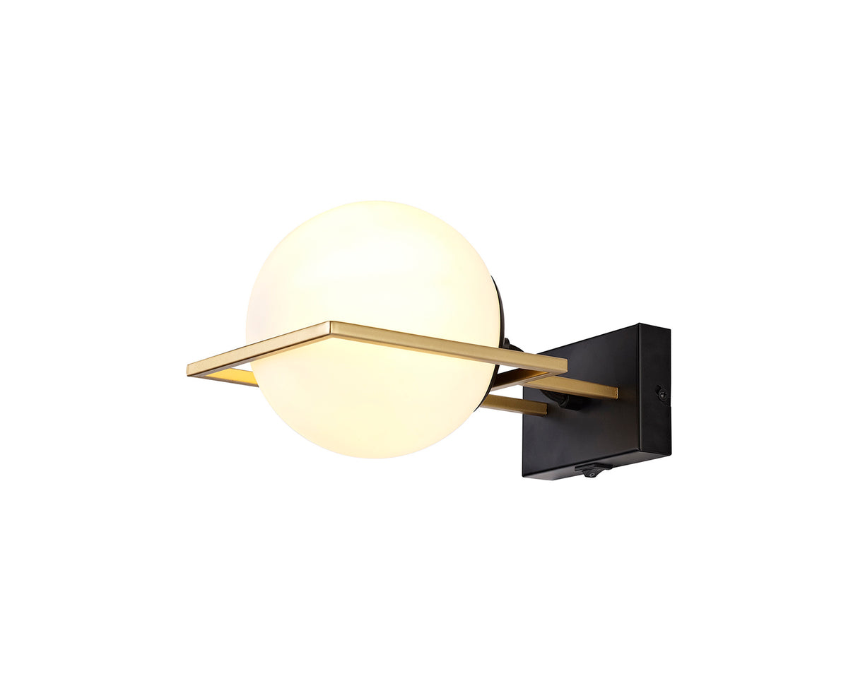 Heslop Wall Lamp Switched, 1 Light E14, Matt Black/Polished Gold