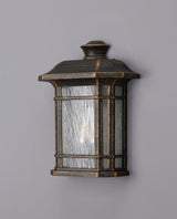 Chambers Half Wall Lamp, 1 x E27, Brushed Black Gold/Seeded Glass, IP54, 2yrs Warranty