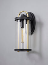 Hawke Large Wall Lamp, 1 x E27, Black & Gold/Clear Glass, IP54, 2yrs Warranty