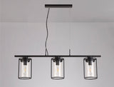 Swinburne Linear Pendant, 3 Light E27, Black/Clear Glass