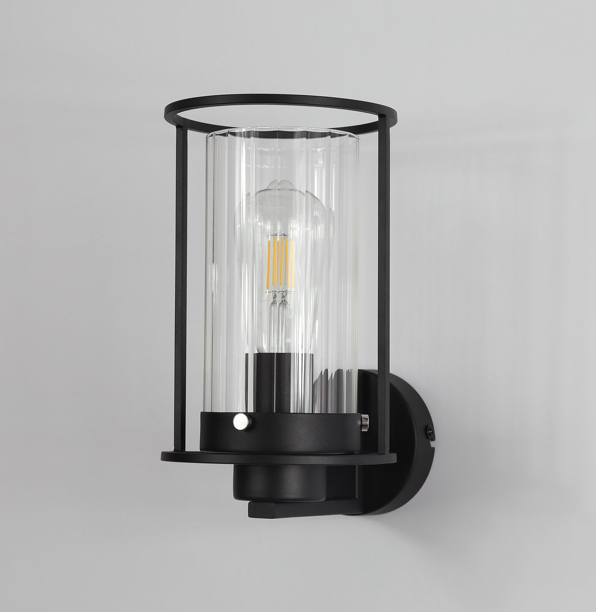 Swinburne Wall Light, 1 Light E27, Black/Clear Glass