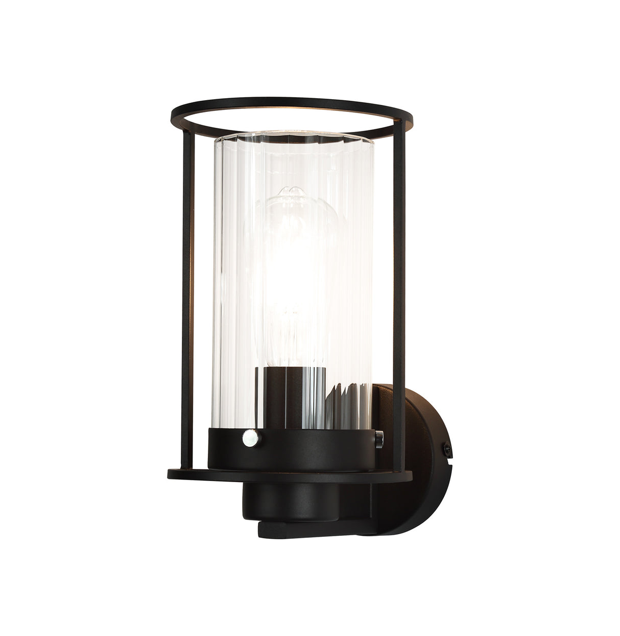 Swinburne Wall Light, 1 Light E27, Black/Clear Glass