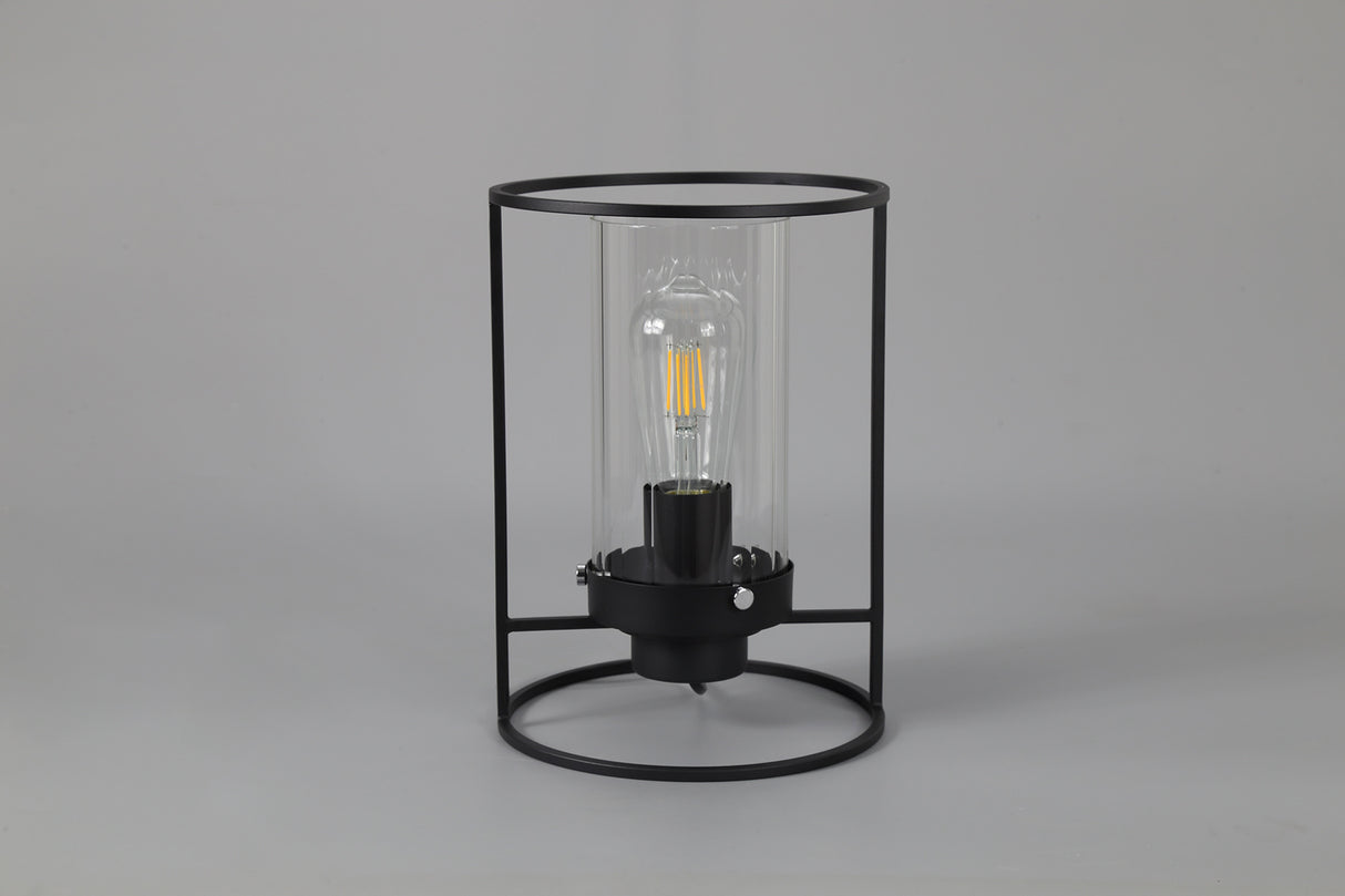 Swinburne Table Lamp, 1 Light E27, Black/Clear Glass