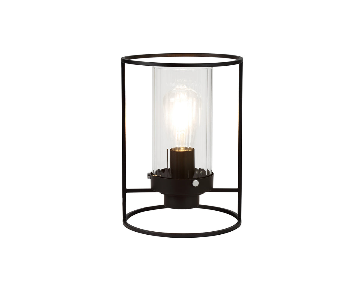 Swinburne Table Lamp, 1 Light E27, Black/Clear Glass