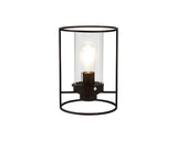 Swinburne Table Lamp, 1 Light E27, Black/Clear Glass