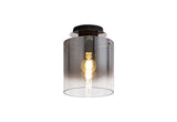 Chisholm Round Ceiling Flush, 1 Light Flush Fitting E27, Black/Smoke Fade Glass