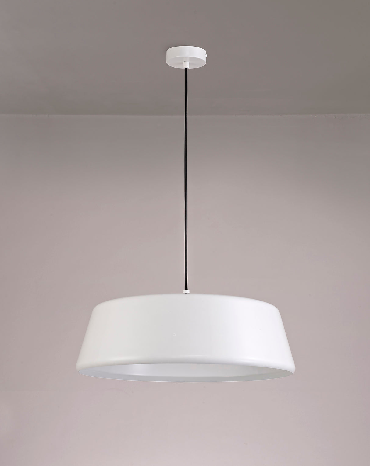 Kimpioka Single Large Pendant, 1 Light Adjustable E27, Gloss White/Gloss White