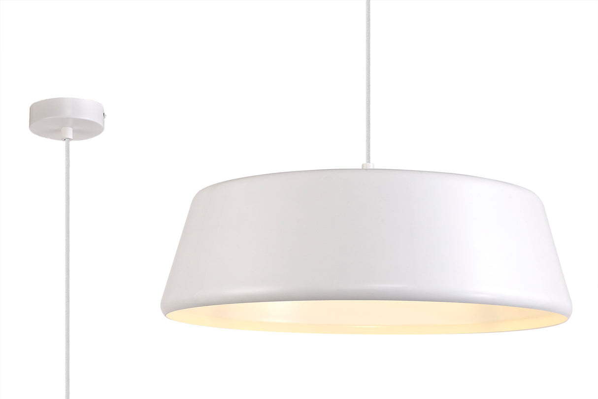 Kimpioka Single Large Pendant, 1 Light Adjustable E27, Gloss White/Gloss White