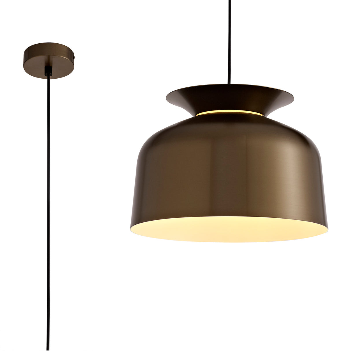 Weir Single Pendant, 1 Light Adjustable E27, Antique Bronze