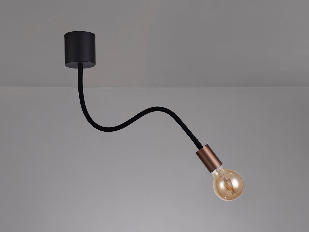 Hawkes Flexible Ceiling 1 Light E27, Satin Black/Brushed Copper