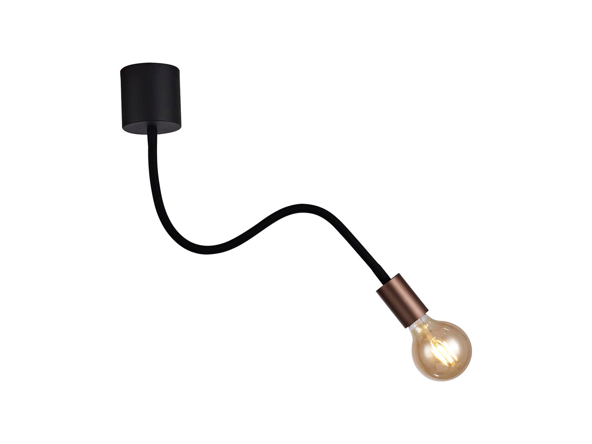 Hawkes Flexible Ceiling 1 Light E27, Satin Black/Brushed Copper