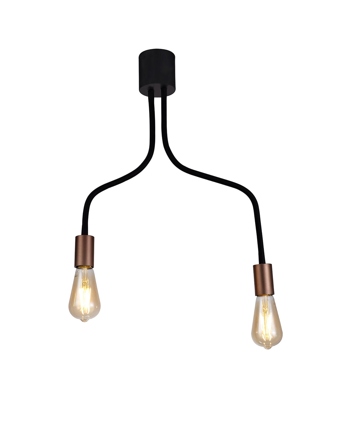 Hawkes Flexible Ceiling 2 Light E27, Satin Black/Brushed Copper