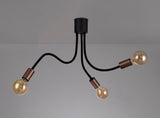 Hawkes Flexible Ceiling 3 Light E27, Satin Black/Brushed Copper