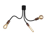 Hawkes Flexible Ceiling 3 Light E27, Satin Black/Brushed Copper