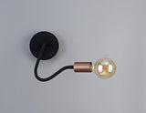 Hawkes Flexible Switched Wall Lamp, 1 Light E27, Satin Black/Brushed Copper