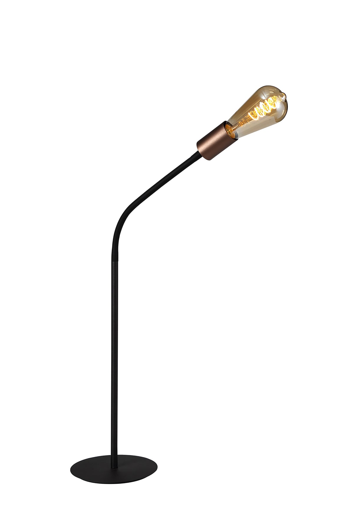 Hawkes Flexible Table Lamp, 1 Light E27, Satin Black/Brushed Copper