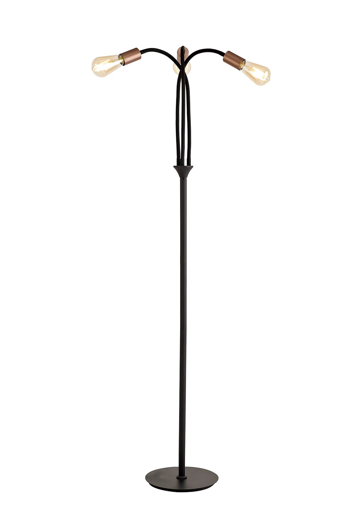 Hawkes Flexible Floor Lamp, 3 Light E27, Satin Black/Brushed Copper