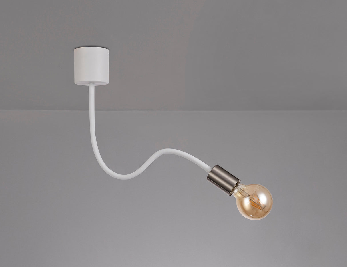Hawkes Flexible Ceiling 1 Light E27 Satin White/Satin Nickel
